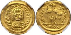 Ancient Byzantine Empire, Justin II 565-578, Solidus, Constantinople Bizancjum, Justyn II 565-578, solidus, Konstantynopol Gold 4,37 g, 21 mm. Beautiful coin in very high grade. Złoto 4,37 g, 21 mm; p