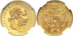 Austria Austria, Franz Joseph I, Ducat 1910, Vienna Austria, Franciszek Józef I, dukat 1910, Wiedeń Gold. Nice coin. Złoto. Bardzo ładnie zachowany. Grade: NGC MS63 Reference: Friedberg 493, Herinek 1