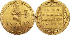 Russia Russia, Nicholas I, Dutch-type Ducat 1849, St. Petersburg Rosja, Mikołaj I, dukat typu niderlandzkiego 1849, Petersburg Gold 3,48 g.Złoto 3,48 g. Grade: XF/XF+ Reference: KM #50.2Russia