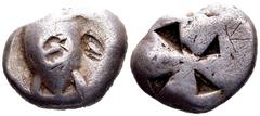 The Lundahl collection (1955-1995) Aegina, Aegina. Ca. 510-490 BC. AR stater, 11.83 g. Sea turtle, no collar and an almost smooth carapace / skew pattern within incuse square. Milbank, pl. 1, 12. Two 