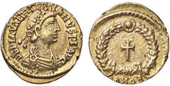 Roman Empire coins ROMANE IMPERIALI - Valentiniano III (425-455) - Tremisse (Costantinopoli) C. 49; RIC 2030 (AU g. 1,5) qSPL