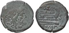 Roman Republic coins ROMANE REPUBBLICANE - CLOVIA - C. Clovius Saxula (89 a.C.) - Semisse Cr. 173/2 (AE g. 14,01) qBB/BB