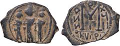Byzantine coins BIZANTINE - Eraclio, Eraclio Costantino e Eraclona (638-641) - Follis (Cipro o Costanza) Ratto 1481/3; Sear 849 (AE g. 5,4) MB-BB