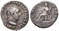 Roman Empire coins ROMANE IMPERIALI - Vitellio (69) - Denario - Testa laureata a d. /R La Concordia seduta a s. con patera e cornucopia C. 18; RIC R2 (AG g. 2,95) BB