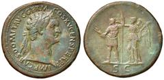 Roman Empire coins ROMANE IMPERIALI - Domiziano (81-96) - Sesterzio - Testa laureata a d. /R Domiziano in abiti militari stante a s. con lancia e fulmine incoronato dalla Vittoria che tiene una palma 