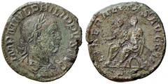 Roman Empire coins ROMANE IMPERIALI - Filippo II (247-249) - Sesterzio - Busto laureato a d. /R Filippo padre e figlio seduti a s. su sedia curule C. 18 (AE g. 13,78) BB+/BB