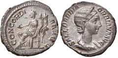 Roman Empire coins ROMANE IMPERIALI - Orbiana (moglie di A. Severo) - Denario - Busto drappeggiato e diademato a d. /R La Concordia seduta a s. con patera e doppia cornucopia C. 2; RIC 319 R (AG g. 2,