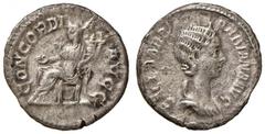 Roman Empire coins ROMANE IMPERIALI - Orbiana (moglie di A. Severo) - Denario - Busto drappeggiato e diademato a d. /R La Concordia seduta a s. con patera e doppia cornucopia C. 2; RIC 319 R (AG g. 2,