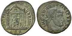 Roman Empire coins ROMANE IMPERIALI - Massenzio (306-312) - Follis - Busto laureato, drappeggiato e corazzato a d. /R Roma di fronte seduta entro tempio esastilo con globo e scettro C. 28 (MI g. 5,91)