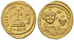 Byzantine coins BIZANTINE - Eraclio e Eraclio Costantino (613-638) - Solido - I busti coronati di fronte /R Croce su tre gradini Ratto 1364/1365; Sear 738 (AU g. 4,4) SPL