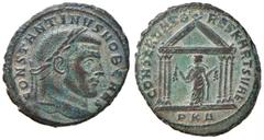 Roman Empire coins ROMANE IMPERIALI - Costantino I (306-337) - Follis (Cartagine) - Testa laureata a d. /R Cartagine stante con frutta entro tempio esastilo C. 73; RIC 61 (MI g. 6,81) bel BB