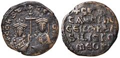 Byzantine coins BIZANTINE - Costantino VII e Romano I (920-921) - Follis - Costantino e Romano reggono una croce /R Scritta Sear 1758 (AE g. 6,07) MB-BB