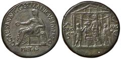 Roman Empire coins ROMANE IMPERIALI - Caligola (37-41) - Sesterzio - La Pietà seduta a s. con patera /R Caligola sacrificante su altare; a s. un vittimario tiene un toro e a d. una figura con una pate