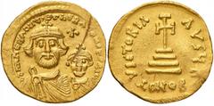 Byzantine coins BIZANTINE - Eraclio e Eraclio Costantino (613-638) - Solido - I busti coronati di fronte /R Croce su tre gradini Ratto 1364/1365; Sear 738 (AU g. 4,45) Graffio al D/ BB+