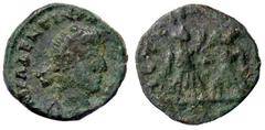 Roman Empire coins ROMANE IMPERIALI - Valentiniano III (425-455) - AE 4 - Busto diademato e drappeggiato a d. /R Due Vittorie affrontate C. 15 (Fr 25) (AE g. 1,26) BB.