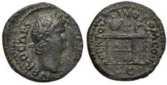 ROMANE IMPERIALI - Nerone (54-68) - Semisse - Testa a d. /R Tavolo da gioco ornato da due grifoni; sopra, un vaso e una corona RIC 241 (AE g. 3,49) qSPL.
