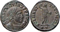 Roman Empire coins ROMANE IMPERIALI - Costantino I (306-337) - Follis (Ticino) - Busto laureato e corazzato a d. /R Il Sole radiato stante a s. con la d. alzata e un globo nella s. NC (MI g. 4,25) qFD