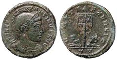 Roman Empire coins ROMANE IMPERIALI - Costantino I (306-337) - Follis ridotto (Ticinum) - Busto elmato e corazzato a d. /R Stendardo tra due prigionieri C. 697 (MI g. 2,08) bel BB