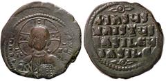 Byzantine coins BIZANTINE - Basilio II e Costantino VIII (975-1025) - Follis (attribuito) - Cristo nimbato di fronte /R Scritta entro cerchio perlinato Sear 1813 (AE g. 12,58) BB/BB+