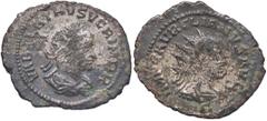 Roman Empire coins ROMANE IMPERIALI - Vaballato e Aureliano - Antoniniano - Busto di Vaballato laureato e drappeggiato a d. /R Busto di Aureliano radiato e corazzato a d. C. 1; RIC 381 (MI g. 2,49) BB