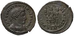 Roman Empire coins ROMANE IMPERIALI - Costantino I (306-337) - Follis (Londinium) - Busto laureato e corazzato a d. /R L'Imperatore stante con la testa volta a s. tra due insegne RIC 111 (MI g. 6,09) 