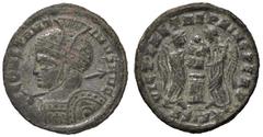 Roman Empire coins ROMANE IMPERIALI - Costantino I (306-337) - AE 3 (Siscia) - Busto corazzato a s., con elmo sormontato da cimiero, lancia e scudo /R Due Vittorie posano uno scudo inscritto su un alt