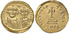 Byzantine coins BIZANTINE - Eraclio e Eraclio Costantino (613-638) - Solido - I busti coronati di fronte /R Croce su tre gradini Ratto 1358/9; Sear 734 (AU g. 4,45) qSPL/SPL.