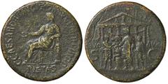 Roman Empire coins ROMANE IMPERIALI - Caligola (37-41) - Sesterzio - La PietÃ  seduta a s. con patera /R Caligola sacrificante su altare; a s. un vittimario tiene un toro e a d. una figura con una pat