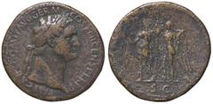 Roman Empire coins ROMANE IMPERIALI - Domiziano (81-96) - Sesterzio - Testa laureata a d. /R Domiziano in abiti militari stante a s. con lancia e fulmine incoronato dalla Vittoria che tiene una palma 