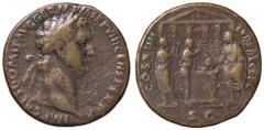 Roman Empire coins ROMANE IMPERIALI - Domiziano (81-96) - Asse - Testa laureata a d. /R Domiziano sacrificante a s. presso un altare; di fronte, due suonatori e sullo sfondo un tempio C. 85; RIC 385 (