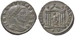 Roman Empire coins ROMANE IMPERIALI - Massenzio (306-312) - Follis (Ticinum) - Busto laureato, drappeggiato e corazzato a d. /R Roma di fronte seduta entro tempio esastilo con globo e scettro C. 28 (M