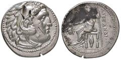 Greek coins GRECHE - RE DI MACEDONIA - Alessandro III (336-323 a.C.) - Dracma - Testa di Eracle a d. /R Zeus seduto a s.; davanti, una testa di leone frontale, sotto il trono un chicco d'orzo Price 27