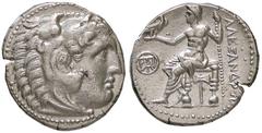 Greek coins GRECHE - RE DI MACEDONIA - Alessandro III (336-323 a.C.) - Dracma (Mileto) - Testa di Eracle a d. /R Zeus seduto a s. con aquila e scettro, nel campo monogramma, sotto il trono un'ascia Pr