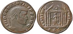 Roman Empire coins ROMANE IMPERIALI - Massenzio (306-312) - Follis - Testa laureata a d. /R Roma di fronte seduta entro tempio esastilo con globo e scettro C. 21 (MI g. 5,64) BB+.