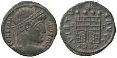 Roman Empire coins ROMANE IMPERIALI - Costantino I (306-337) - Follis ridotto (Arelate) - Testa laureata a d. /R Porta da campo sormontata da quattro torri e una da una stella RIC 321 (MI g. 2,92) BB-