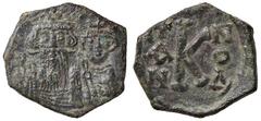 Byzantine coins BIZANTINE - Costante II (641-668) - Mezzo follis (Siracusa) - Busti frontali di Costante II e Costantino IV /R Lettera K Spahr 140; Sear 1114 (AE g. 2,72) BB-SPL.