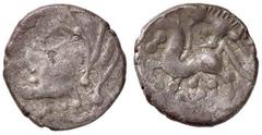 Celtic coins CELTI - EUROPA CENTRALE - Imitazioni di Filippo II e Alessandro III di Macedonia - Dracma (Syrmia) - Testa di Zeus a d. /R Cavallo andante a s. (AG g. 1,99) BB.