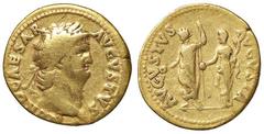 Roman Empire coins ROMANE IMPERIALI - Nerone (54-68) - Aureo - Testa laureata a d. /R Nerone con scettro e patera, Livia con patera e cornucopia, stanti a s. C. 42 (AU g. 7,16) qBB.