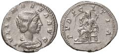 Roman Empire coins ROMANE IMPERIALI - Giulia Maesa (ava di Elagabalo) - Denario - Busto diademato e drappeggiato a d. /R Il Pudore seduto a s. con scettro si aggiusta il velo C. 36 (AG g. 2,82) Al R/ 