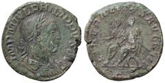 Roman Empire coins ROMANE IMPERIALI - Filippo II (247-249) - Sesterzio - Busto laureato a d. /R Filippo padre e figlio seduti a s. su sedia curule C. 18 (10 Fr.); RIC 267a AE BB+/BB.
