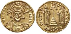 Byzantine coins BIZANTINE - Costantino IV (681-685) - Solido - Busto corazzato di fronte con scudo e lancia /R Eraclio e Tiberio stanti ai lati di croce potenziata su tre gradini Ratto 1647/50; Sear 1