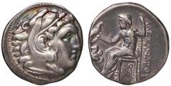 Greek coins GRECHE - RE DI MACEDONIA - Alessandro III (336-323 a.C.) - Dracma - Testa di Eracle a d. /R Zeus seduto a s. con aquila e scettro Sear 6731 (AG g. 4,18) SPL/qSPL