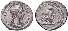 Roman Empire coins ROMANE IMPERIALI - Giulia Soemia (madre di Elagabalo) - Denario - Busto a d. /R Venere seduta a s. con una mela e uno scettro, ai suoi piedi un bambino C. 14; RIC 243 (AG g. 2,67) B