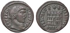 Roman Empire coins ROMANE IMPERIALI - Costantino I (306-337) - Follis ridotto (Alessandria) - Testa laureata a d. /R Porta da campo sormontata da due torri e una da una stella C. 160; RIC 45 (MI g. 3,