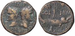 Roman provincial coins ROMANE PROVINCIALI - Agrippa e Augusto - Dupondio (Nimes) C. 8 (AE g. 12,59) qBB