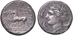 Greek coins GRECHE - SICILIA - Siracusa - Agatocle (317-289 a.C.) - Tetradracma Mont. 4952; S. Ans. 633 (AG g. 17,01) Ex asta Nummus et Ars 24 del.1998, lotto 26 qSPL Ex asta Nummus et Ars 24 del.1998
