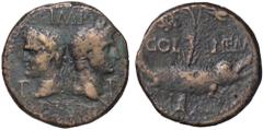 Roman provincial coins ROMANE PROVINCIALI - Agrippa e Augusto - Dupondio (Nimes) C. 8 (AE g. 12,59) qBB