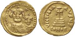Byzantine coins BIZANTINE - Eraclio e Eraclio Costantino (613-638) - Solido Ratto 1358/9; Sear 734 (AU g. 4,2) Da incastonatura meglio di MB