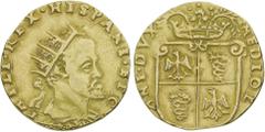 Monete di Zecche Italiane Ducato di Milano Filippo II di Spagna (1556-1598) - Doppia 1578 - Diritto: busto radiato, paludato e corazzato di Filippo II a destra - Rovescio: stemma sormontato dalla coro