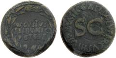 Monete Romane Imperiali Augusto (27 a.C. - 14 d.C.) Dupondio al nome C. Gallius Lupercus databile al 15 a.C. - Zecca: Roma - Diritto: legenda su tre righe entro corona di alloro - Rovescio: lettere SC